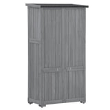 ZNTS Wooden Garden Shed 3-tier Patio Storage Cabinet Outdoor Organizeren Lockers with Fir 02399608