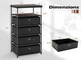 4-Drawer Fabric Storage Cabinet - Removable Foldable Drawers, Industrial Wood Top, Metal Frame with 35054697