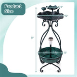 Dark green Solar Bird Bath Feeder Combo with Flower Planter Pedestal and Solar Lights 41401767