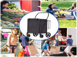 Folding Shopping Cart, Utility Trolley Grocery Cart with Removable Basket and Swivel Wheel, Black 59594303