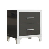Elegant High Gloss Nightstand with Metal Handle,Mirrored Bedside Table with 2 Drawers for N733P205356B