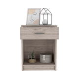 Eco Nightstand , End Table, Side Table Superior Top, One Drawer, Lower Shelf -Light Gray B07091852