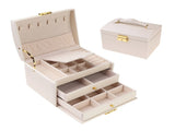 3 Layer Jewelry Box PU Leather Jewelry Organizer Case with Drawer White 50232859