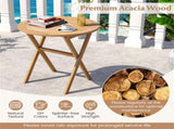 26" x 27" Solid Acacia Wood Foldable Round Side Table, 180 LBS Weight Capacity Patio End Table 61714153