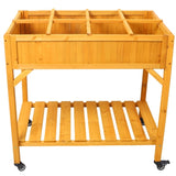 Elevated 8 Pocket Herb Garden Bed, Mobile Raised Customizable Wood Planter for Herbs, Vegetables, W465P189512