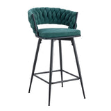 Two rotating bar stools with breathable cotton and linen soft cushions, in a retro green seat and W2920P281917