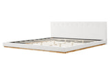 Solid Rubber Wood Platform Bed with Upholstered Headboard, Modern Tufted Design, Sturdy Slat N769P387939W