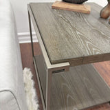 Corbeta Metal Frame Wood Living Room End Table with Shelf, Aged Graphite T2574P164769