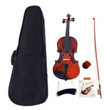 ZNTS GV100 4/4 Acoustic Violin Case Bow Rosin Strings Tuner Shoulder Rest Natural 11662510