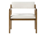 Modern Rubber Wood Dining Chairs, Upholstered Fabric Armchairs,Walnut wood Beige fabric N768P489276W