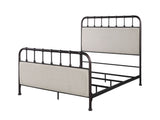 Industrial Style 1pc Queen Size Bed Rustic Curved Edges Metal Frame Fabric Upholstered HB FB, Dark B2741P609108