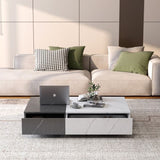 ZNTS Modern style black and white coffee table with two storage spaces W1320P193296