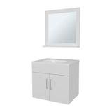 White 2-Door Floating Bathroom Vanity Set with Sink and Mirror B062P355539