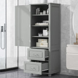 ZNTS Tall Bathroom Storage Cabinet, Freestanding Storage Cabinet with Two Drawers and Adjustable Shelf, WF312728AAE