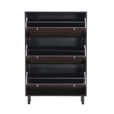 ON-TREND Minimalist Slim Tipping Bucket Shoe Cabinet with Hanging Hooks, Slits Design Panels WF308729AAB