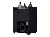 Allandale 1-Door Bar Cart with Wine Rack and Casters Black B062111721