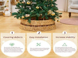 Handcrafted Woven Hyacinth Wicker Christmas Tree Collar - Rattan Xmas Tree Skirt & Stand Base Cover 06994109