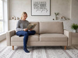 Modern Loveseat, 2Seat Polyester Fabric Couch with Tapered Wood Legs, Removable Cushion, Small B2735P610770