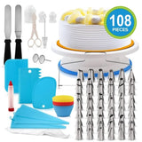 ZNTS Aluminium Cake Decorating Kits Supplies,108Pcs Cake Decorating Supplies Kit Revolving Cake Table 26749383