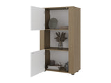 Kasaan Bookcase with Upper and Lower Doors, Open Display Shelves and Vertical Storage Design, B097P474311