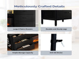 Black Embossed Fireplace TV Stand with 18 Inch Insert & 6 Fabric Drawers, RGB Lights, Industrial 47106133