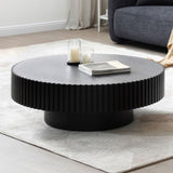 ZNTS BLACK MDF coffee table 39.37inch Modern Handcraft Drum Coffee Table Round Wood Coffee Table for W876P188695