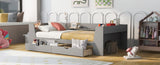 Twin Size Daybed with Shelves, Drawers and Built-In Charging Station, Gray WF306024AAE