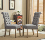 ZNTS Habit Solid Wood Tufted Parsons Dining Chair, Set of 2, Grey T2574P164543