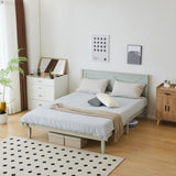 Queen Size Solid Wood Platform Bed Frame with Headboard Gray Wash 68164226