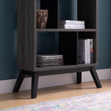 Mid-Century Modern 4 Tier Bookcase, Distressed Gray Bookshelf Display Storage B107131295