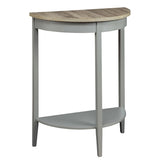 ZNTS Grey Oak and Grey Half Moon Console Table with Bottom Shelf B062P181397