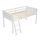 ZNTS Twin Size Wood Low Loft Bed with Ladder, ladder can be placed on the left or right, White 31471087