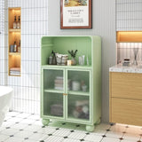 45.28" H Cabinet, Bathroom Floor Cabinet with Glass Door and Shelves, Freestanding Display W757P205952