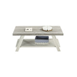Athens Contemporary Two-Tone Wood Shelf Coffee Table in Weathered Gray and Beige T2574P164646