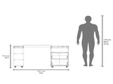 Extendable Desk, 2 Drawers, 4 Shelves, 4 Wheels B097P296841