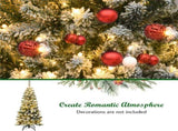 4.5ft Snow Flocked Pencil Christmas Tree - 242 Tips, 150 Warm LEDs, Premium PVC, Sturdy Metal Stand 68292207