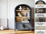 66.70 inch Tall Bookcase with Storage, Mid-Century Modern 3-Tier Cabinet with Door, 06073613
