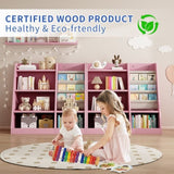 Pink Wooden Toy Storage Organizer Cabinet Kids Bookshelf Children Bookcase Toddler Baby Sling Book W2876P233538
