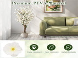 White Faux Plum Blossom Plant with Solid Wood Trunk 35065483