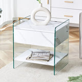 Bedside table with drawers. The board surface is MDF with white grain sticker, and both sides are W1512P348777