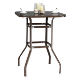 ZNTS Wrought Iron Glass High Bar Table Patio Bar Table Brown 75817084