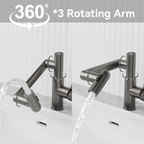 ZNTS Gun Grey Bathroom Sink Faucet with Spray Function and Temperature Display for Anti-Skid Switch and W1217P214939