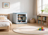 3-Tier Adjustable Toy Storage Organizer, Dustproof HDPE Plastic Cabinet with Transparent Door, Light 02358354