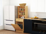 Tall Narrow Fluted Storage Cabinet with 10-Gallon Hidden Trash Bin Compartment, Freestanding W2557P492719