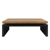 ZNTS Black and Natural Wood Living Room Table Versatile Coffee Table 2-Tiered Wood Tabletop Table 47.6" L W2729P198992