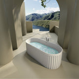 67" Freestanding Solid Surface Bathtub, Luxury Engineered Stone Resin Freestanding Soaking Bathtub W157378890