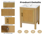 18" Bathroom Cabinet with Storage, Small Space Solution with Ceramic Sink, Adjustable Shelf, N710P426321P