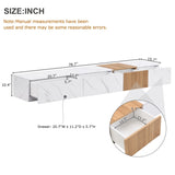 ON-TREND TV Stand with Faux Marble and Walnut Wood Grain Finish for TVs up to 88'', Modern WF320812AAK