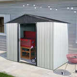 8ft x 4ft Outdoor Metal Storage Shed with Sliding Door and foundation for Backyard, Patio, Lawn W540P185253