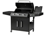 46,000 BTU Gas with Side Burner, 31 Burner Stand-Up Black Iron BBQ, Porcelain Enamel 26445060